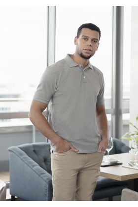 Herren Workwear Poloshirt Modern-Flair, aus nachhaltigem Material platingrau