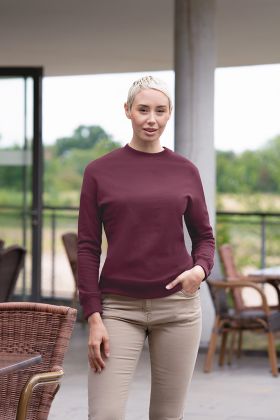 Damen Workwear Sweatshirt Soft-Face, aus nachhaltigem Material aubergine