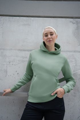 Damen Workwear Sweat Hoodie Soft-Face, aus nachhaltigem Material pistaziengrün