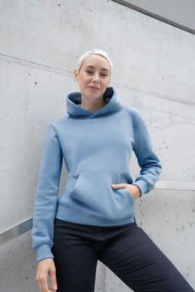 Damen Workwear Sweat Hoodie Soft-Face, aus nachhaltigem Material eisblau