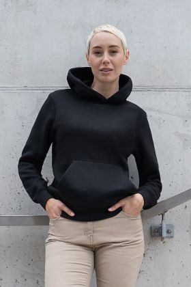 Damen Workwear Sweat Hoodie Soft-Face, aus nachhaltigem Material schwarz