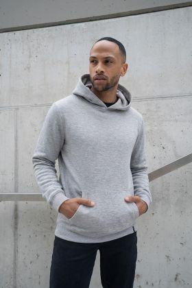 Herren Workwear Sweat Hoodie Soft-Face, aus nachhaltigem Material platingrau meliert