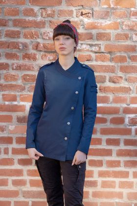 Langarm Damenkochjacke ROCK CHEF®-Stage2, aus nachhaltigem Material stahlblau