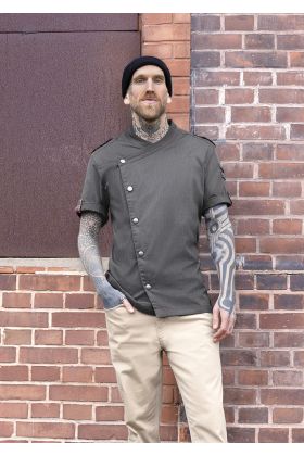 Kurzarm Herrenkochjacke Denim-Style ROCK CHEF®-Stage2 vintage black