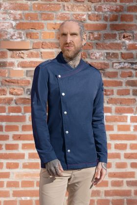 Langarm Herrenkochjacke ROCK CHEF®-Stage2, aus nachhaltigem Material stahlblau