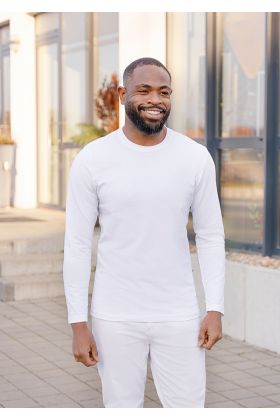 Langarm Herren Workwear Shirt Casual-Flair weiß