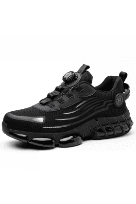 Sicherheitsschuh mit Stahlkappe und rutschfester Sohle schwarz