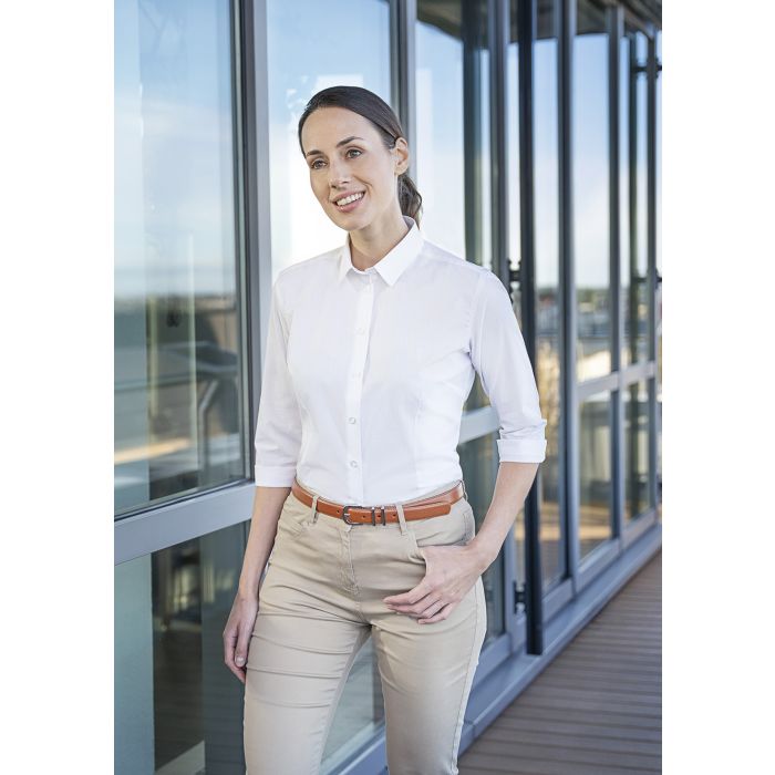 Damenbluse Active-Stretch mit 3/4-Ärmeln in Slim-Fit weiß