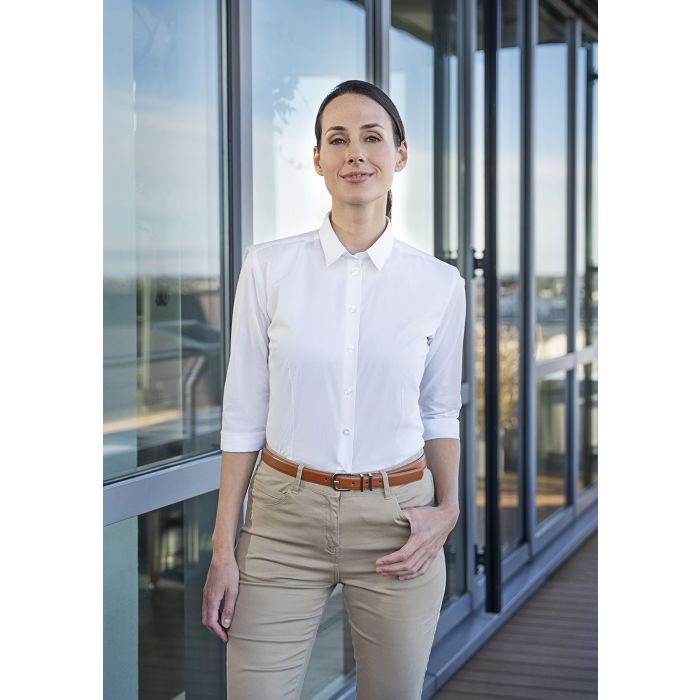 Damenbluse Active-Stretch mit 3/4-Ärmeln in Modern-Fit weiß