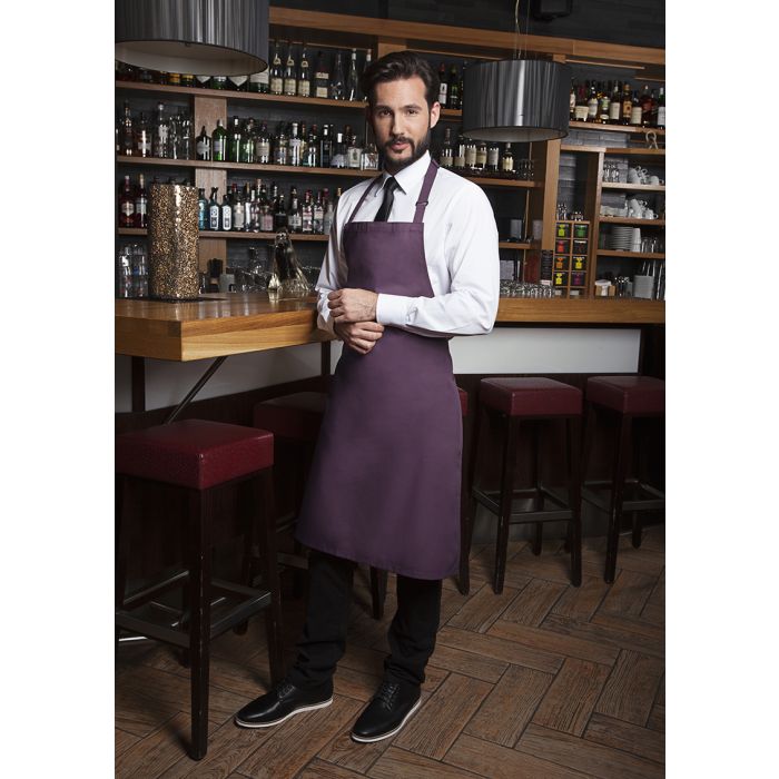 Latzschürze Basic mit Schnalle aubergine