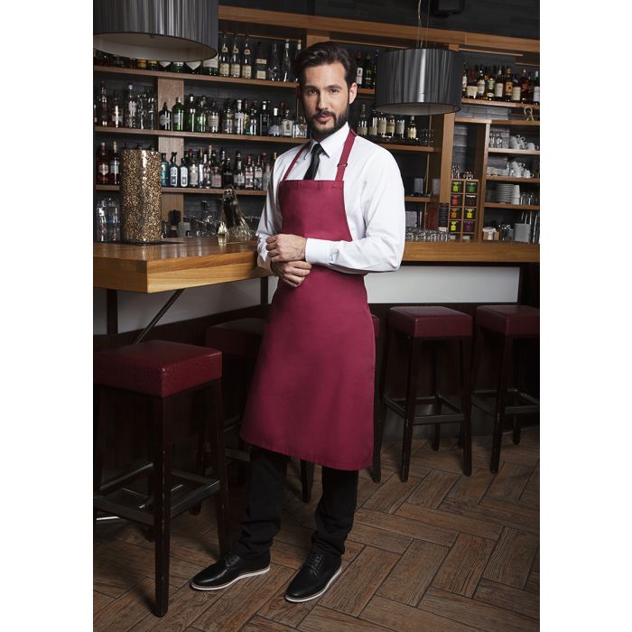 Latzschürze Basic mit Schnalle bordeaux
