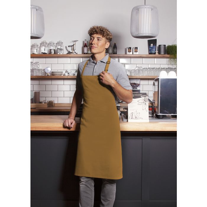 Latzschürze Basic mit Schnalle senf