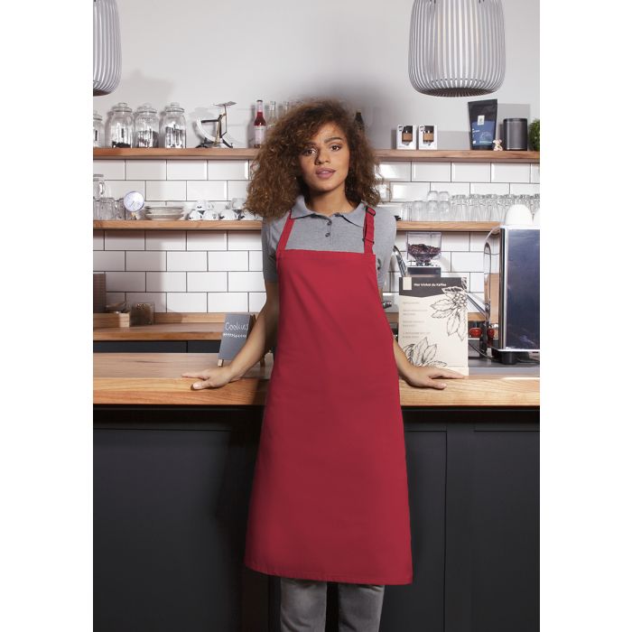 Latzschürze Basic mit Schnalle himbeere