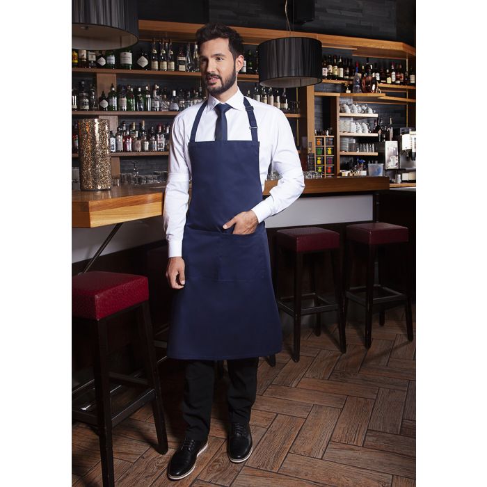 Latzschürze Basic mit Schnalle und Tasche marine