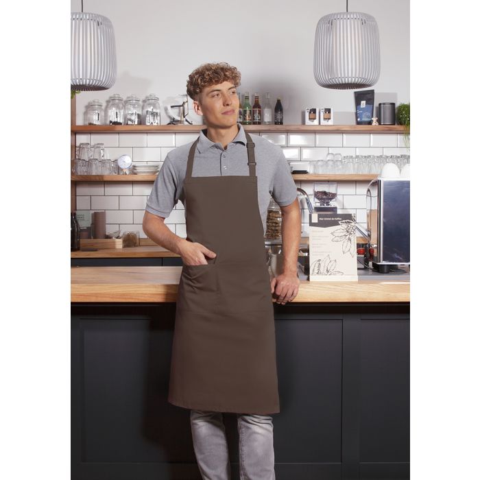 Latzschürze Basic mit Schnalle und Tasche hellbraun