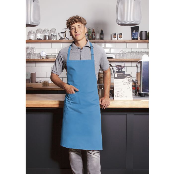 Latzschürze Basic mit Schnalle und Tasche türkis
