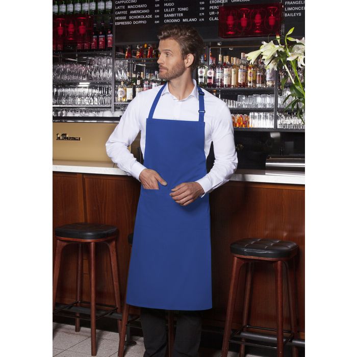 Latzschürze Basic mit Schnalle und Tasche blau
