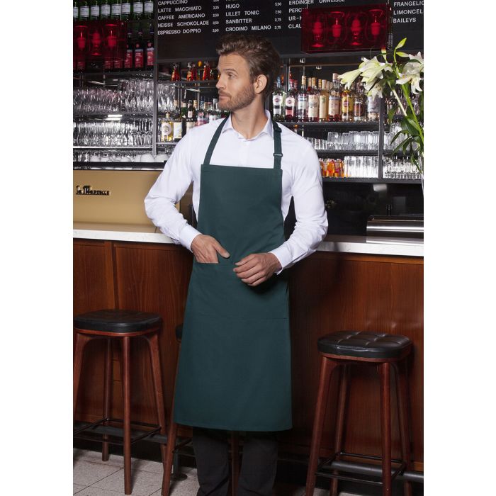 Latzschürze Basic mit Schnalle und Tasche piniengrün