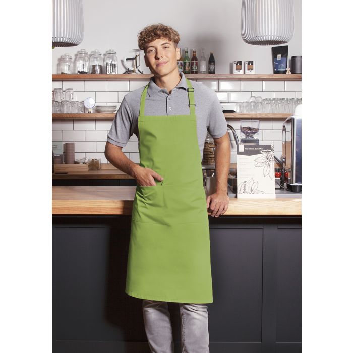 Latzschürze Basic mit Schnalle und Tasche limette