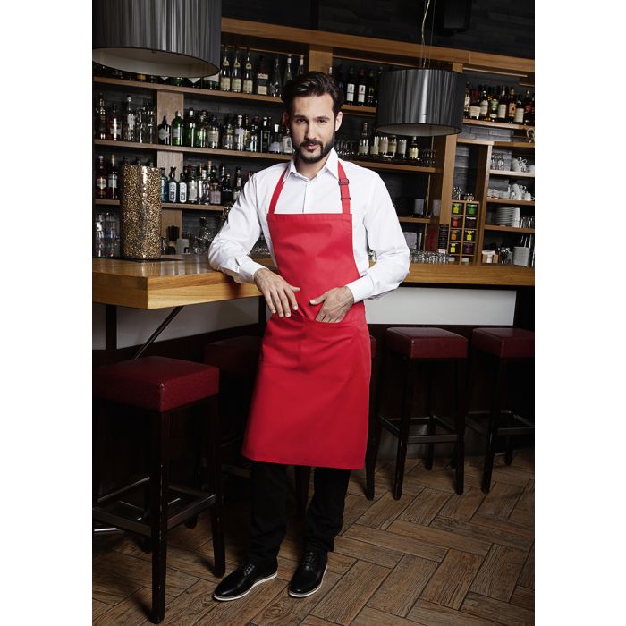 Latzschürze Basic mit Schnalle und Tasche rot
