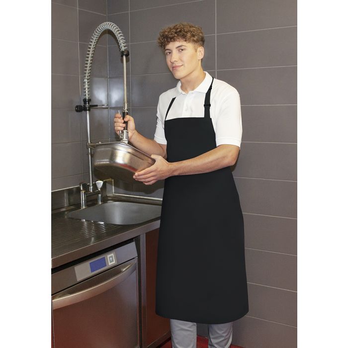 Wasserabweisende Latzschürze Basic mit Schnalle schwarz