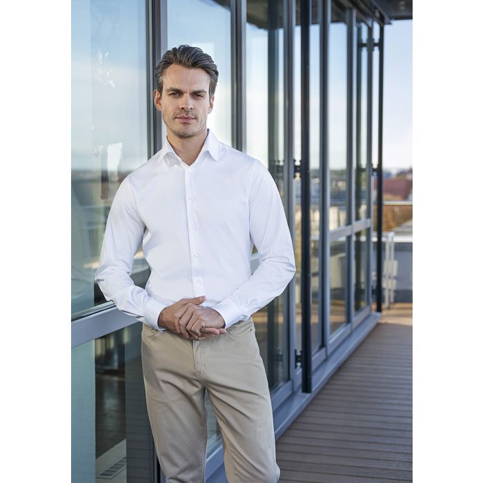 Langarm Herrenhemd Active-Stretch in Modern-Fit weiß