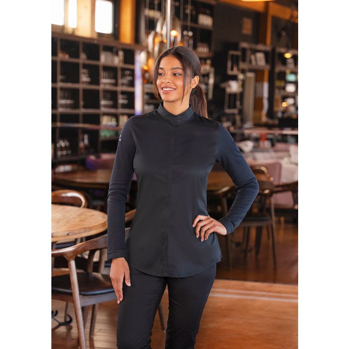 Langarm Damenkochjacke DIAMOND CUT® Avantgarde schwarz