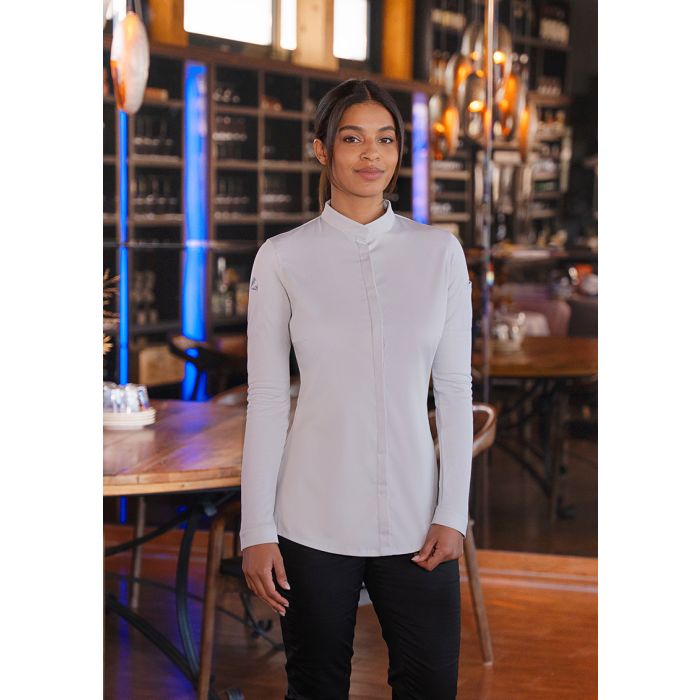 Langarm Damenkochjacke DIAMOND CUT® Avantgarde silbergrau