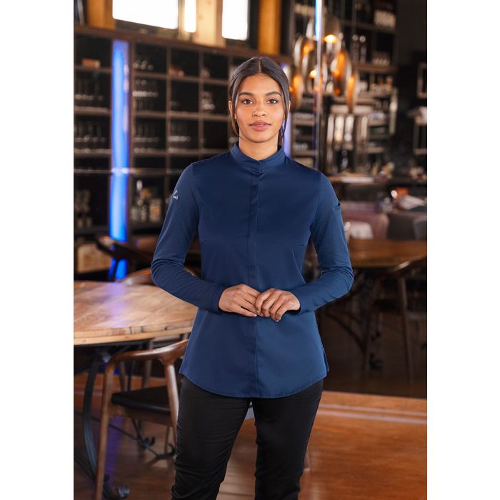 Langarm Damenkochjacke DIAMOND CUT® Avantgarde stahlblau