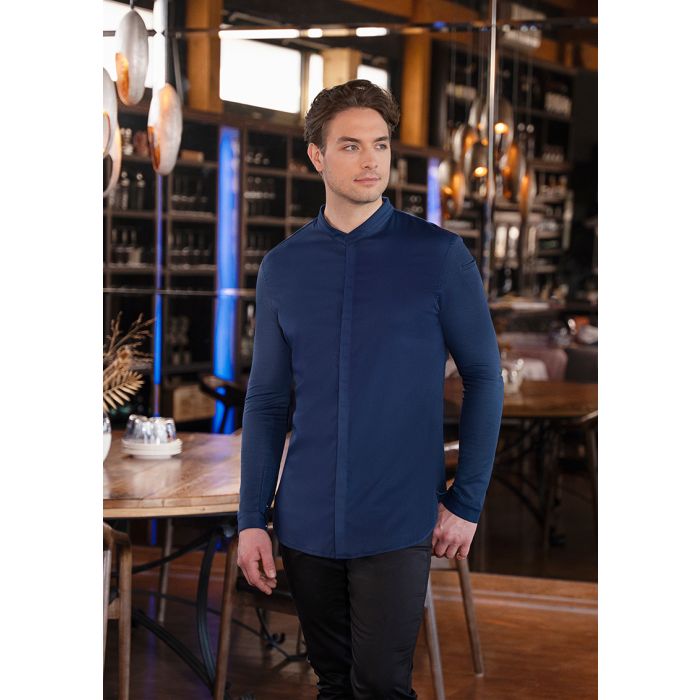 Langarm Herrenkochjacke DIAMOND CUT® Avantgarde stahlblau
