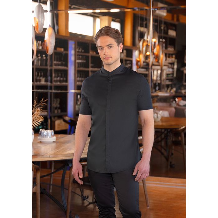 Kurzarm Herrenkochjacke DIAMOND CUT® Avantgarde schwarz