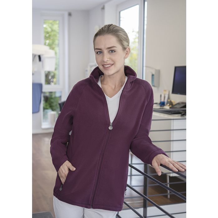 Damen Workwear Fleecejacke Warm-Up, aus nachhaltigem Material aubergine