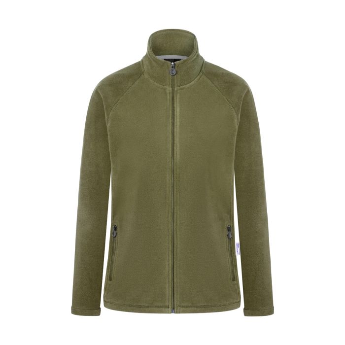 Damen Workwear Fleecejacke Warm-Up, aus nachhaltigem Material moosgrün