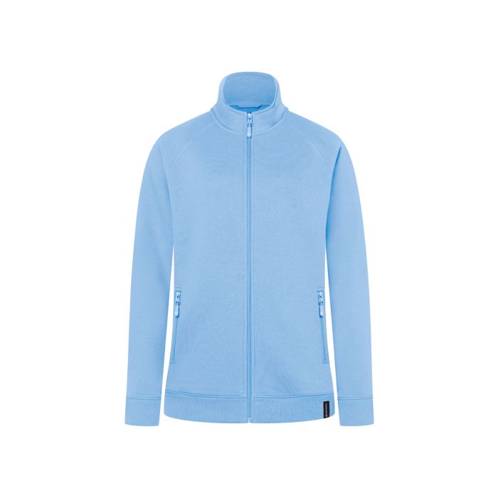 Damen Workwear Sweatjacke Soft-Face, aus nachhaltigem Material eisblau