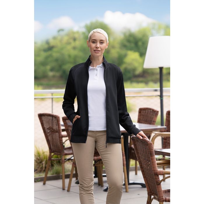 Damen Workwear Sweatjacke Soft-Face, aus nachhaltigem Material schwarz
