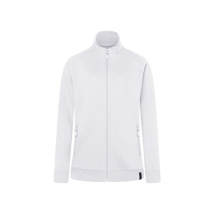 Damen Workwear Sweatjacke Soft-Face, aus nachhaltigem Material weiß