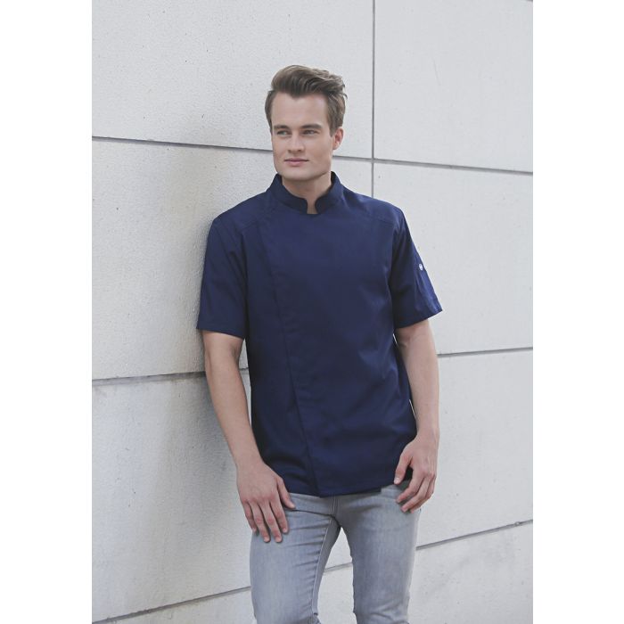 Kurzarm Kochjacke Modern-Look marine