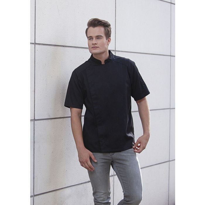 Kurzarm Kochjacke Modern-Look schwarz