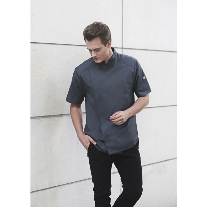 Kurzarm Kochjacke Modern-Look anthrazit
