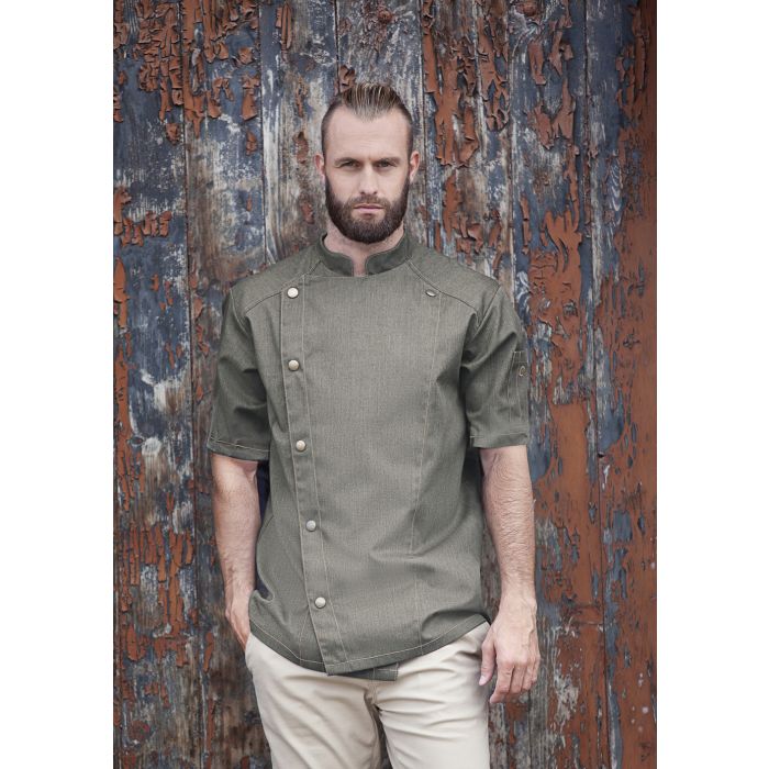Kurzarm Kochjacke Jeans-Style vintage moss green