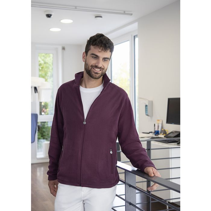 Herren Workwear Fleecejacke Warm-Up, aus nachhaltigem Material aubergine