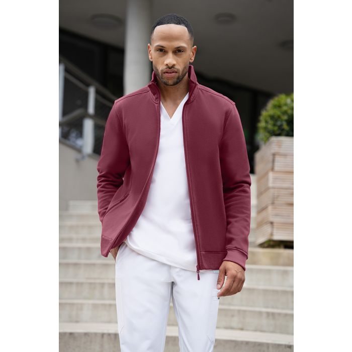 Herren Workwear Sweatjacke Soft-Face, aus nachhaltigem Material aubergine