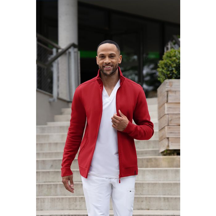 Herren Workwear Sweatjacke Soft-Face, aus nachhaltigem Material rot