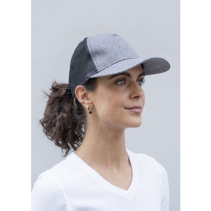 Trucker Mesh Cap, aus nachhaltigem Material, Recyceltes Polyester grau meliert/schwarz