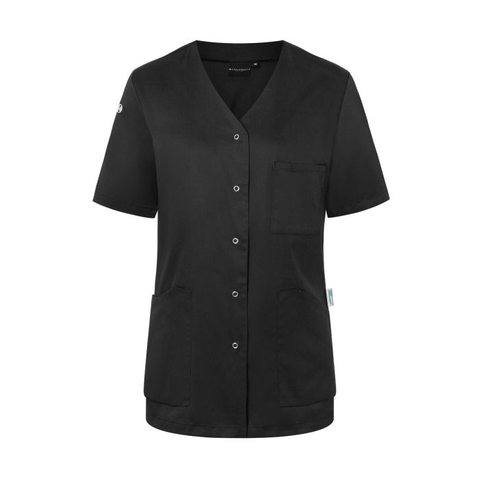 Kurzarm Damenkasack Essential, aus nachhaltigem Material schwarz