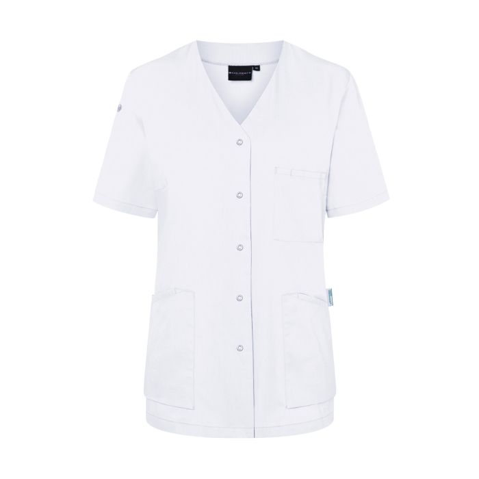 Kurzarm Damenkasack Essential, aus nachhaltigem Material weiß