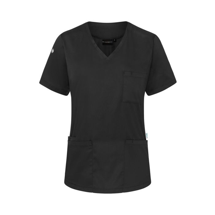 Kurzarm Damen-Schlupfkasack Essential, aus nachhaltigem Material schwarz
