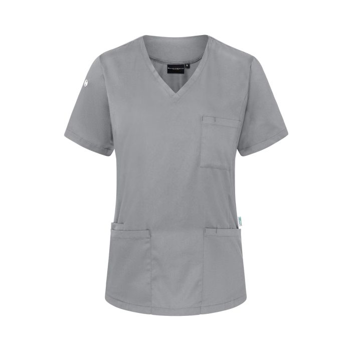 Kurzarm Damen-Schlupfkasack Essential, aus nachhaltigem Material platingrau
