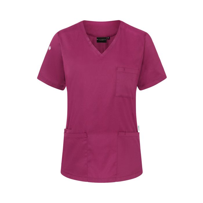 Kurzarm Damen-Schlupfkasack Essential, aus nachhaltigem Material fuchsia