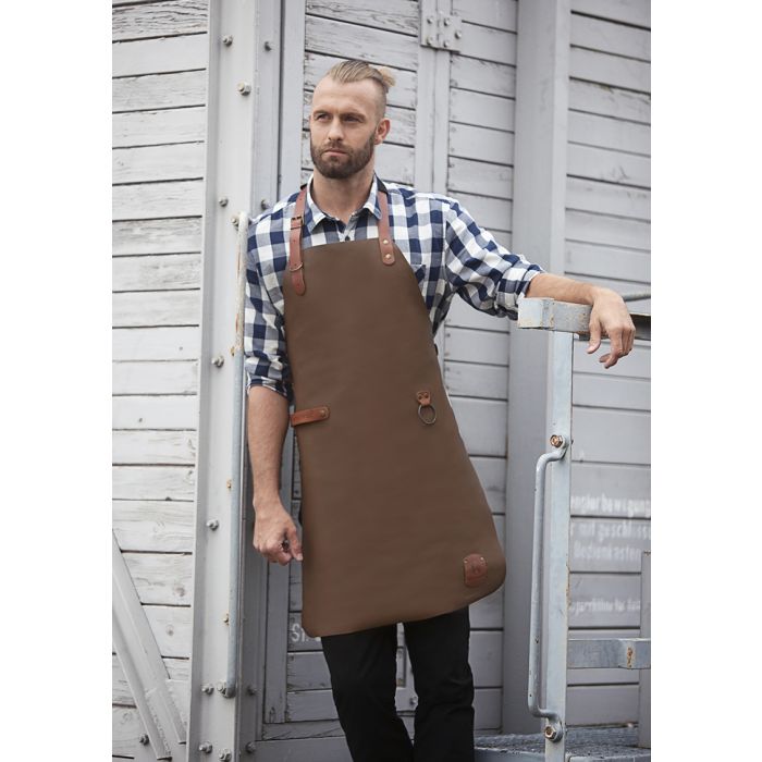 Leder Latzschürze toffee